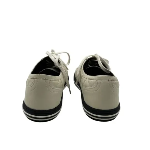 CHANEL Caviar Quilted CC Sneakers in Dark White – Size 40